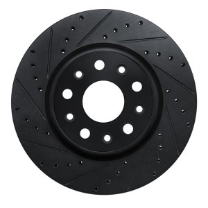 Jeep Wrangler Brake Rotor (1) - Front Left - R1 Concepts - Drilled & Slotted - Black - `18-`25